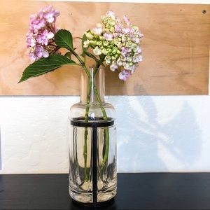 Glass and metal flower vase